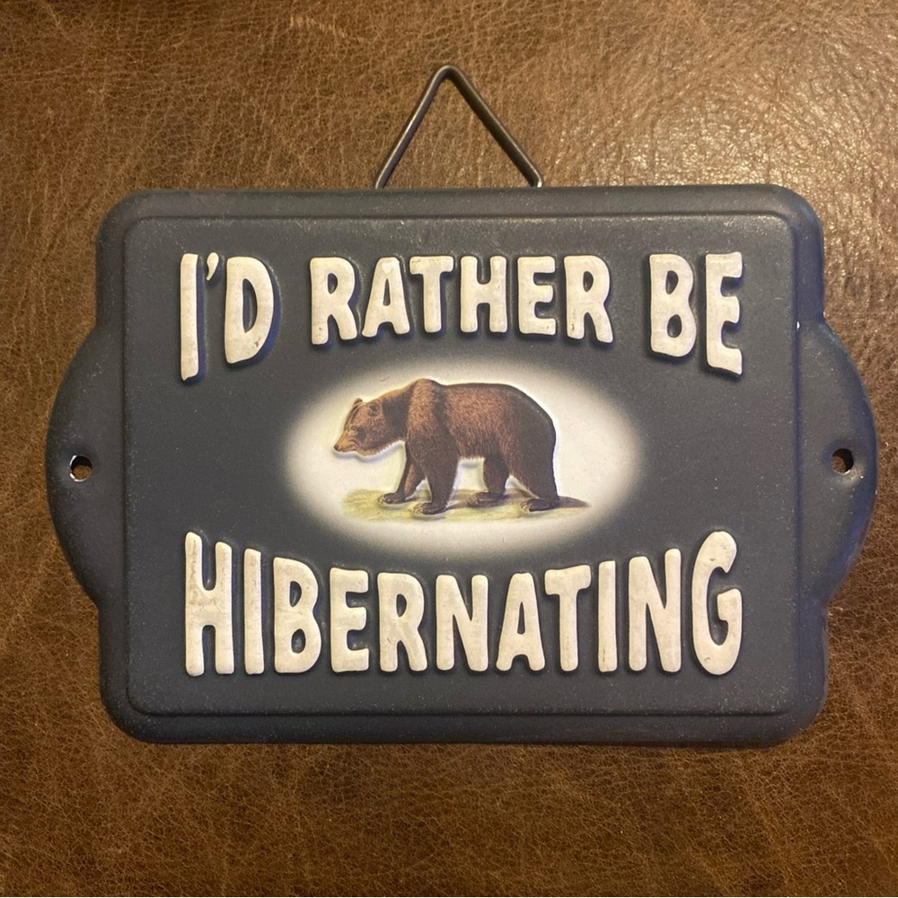 I’d Rather Be Hibernating Bear Metal Hanging Sign Cabin Lodge Mancave Decor New